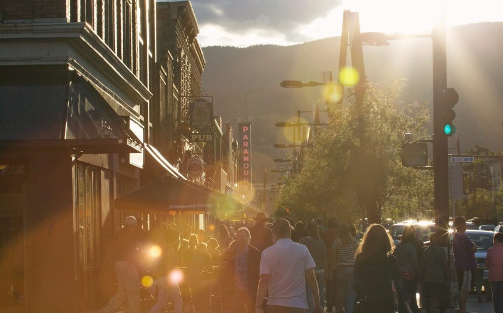 Bernard Avenue in Kelowna, BC by Paramount Theatre