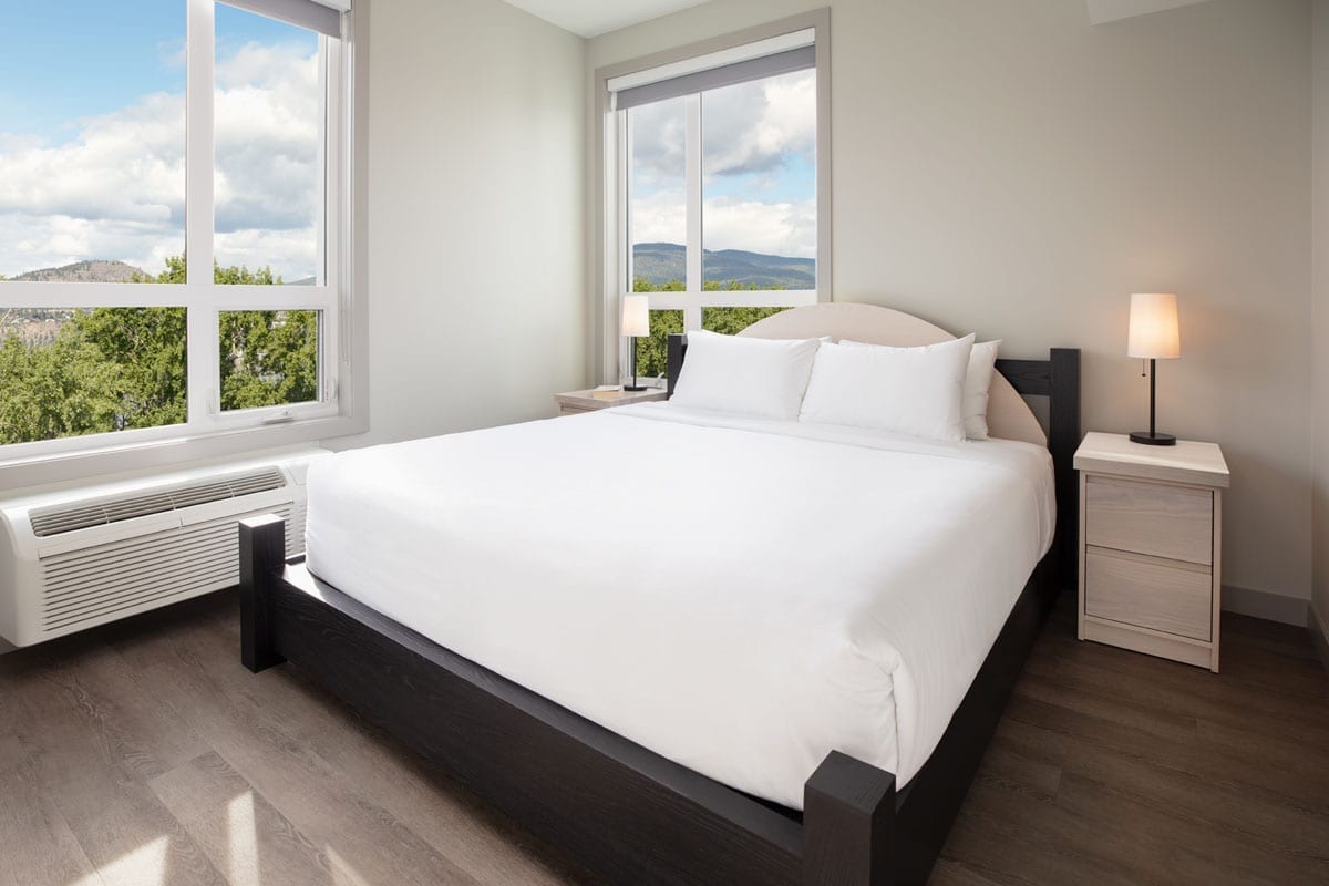 King size bed in The Shore Kelowna 2 Bedroom Suite