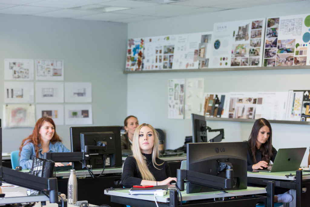 students studying interior design at the Centre for Arts and Technology