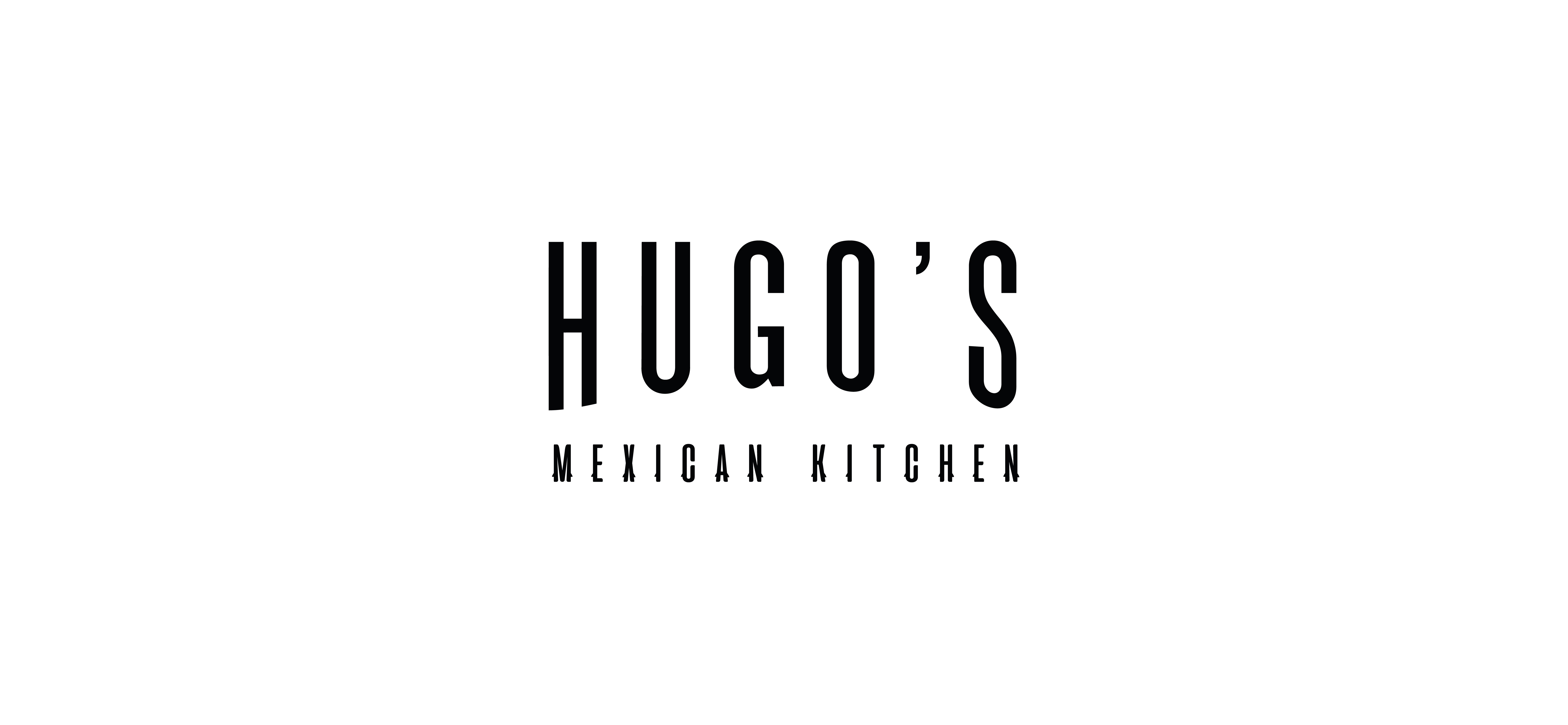 Hugos Mexican Kitchen logo in black narrow text