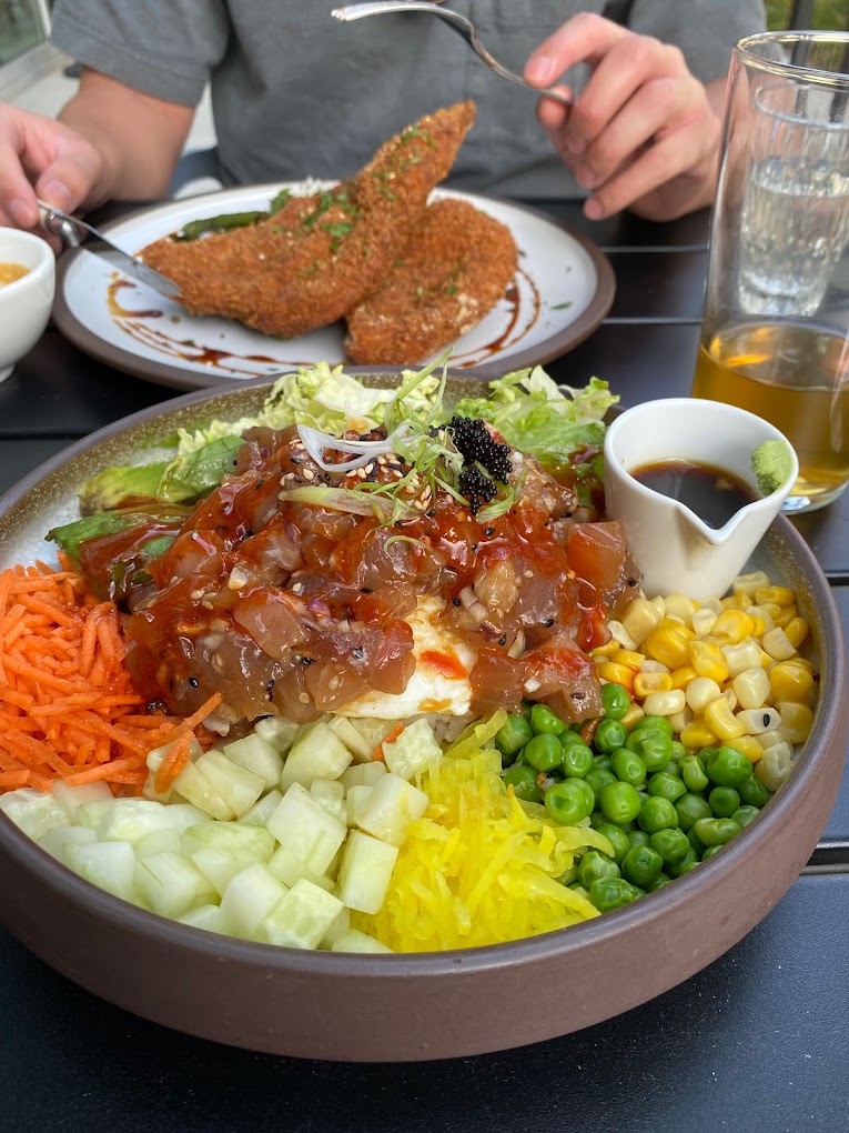 a poke bowl at Gather restaurant in Kelowna