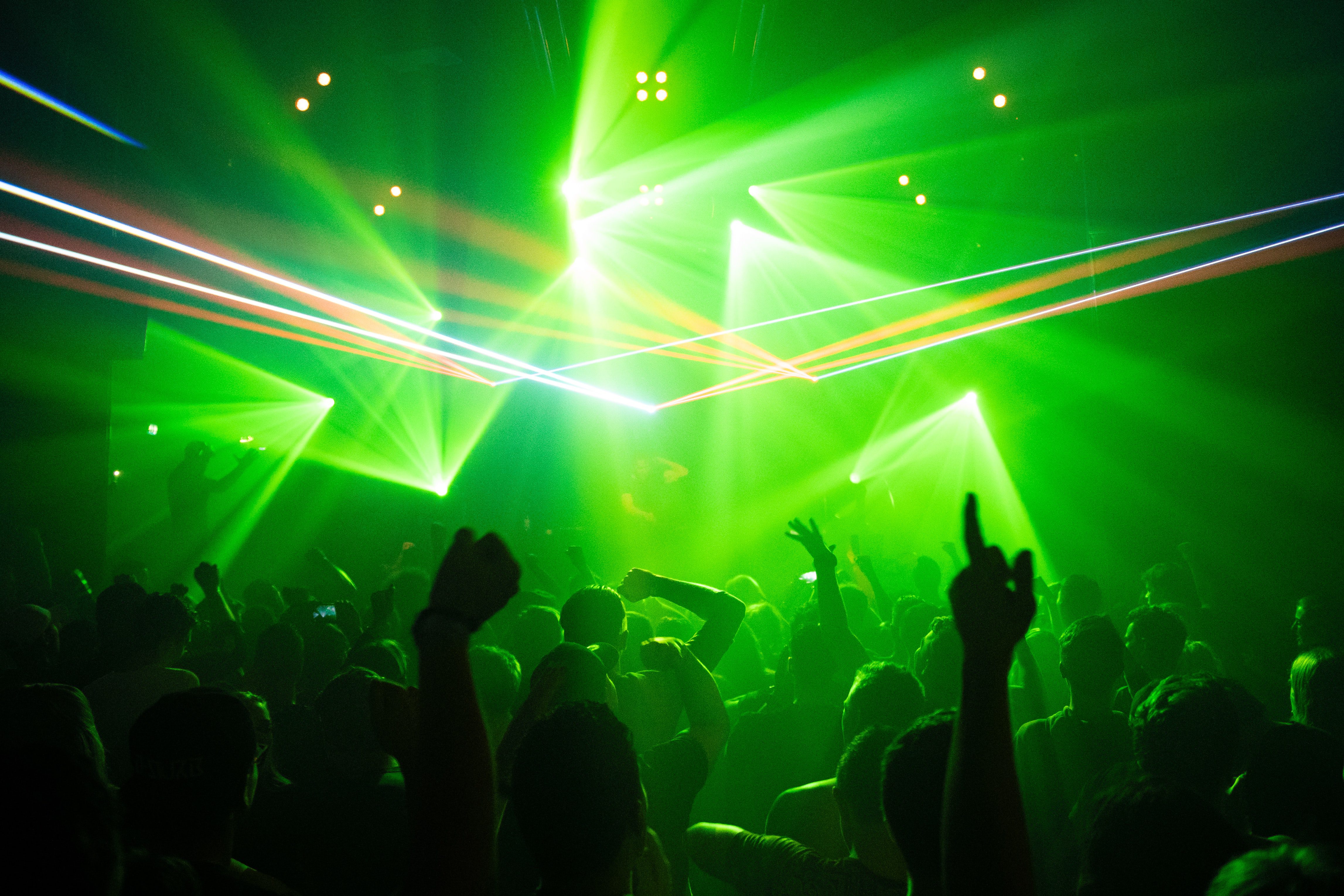green laser lights at a nightclub in kelowna
